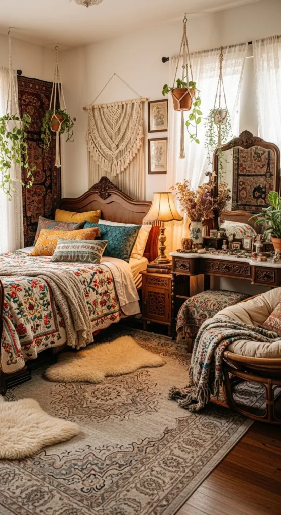 Vintage Boho Bedroom with Antique Touches