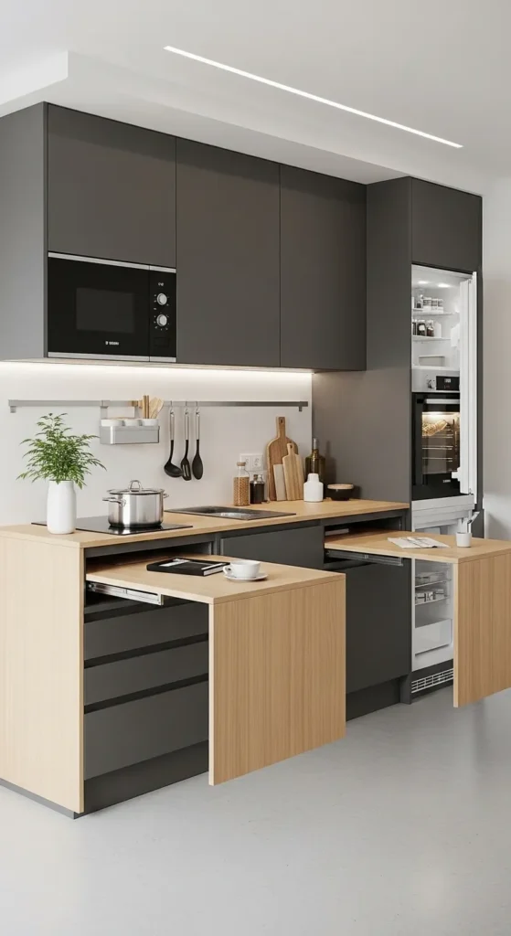 Wall-Mounted Appliances and Foldable Countertops
