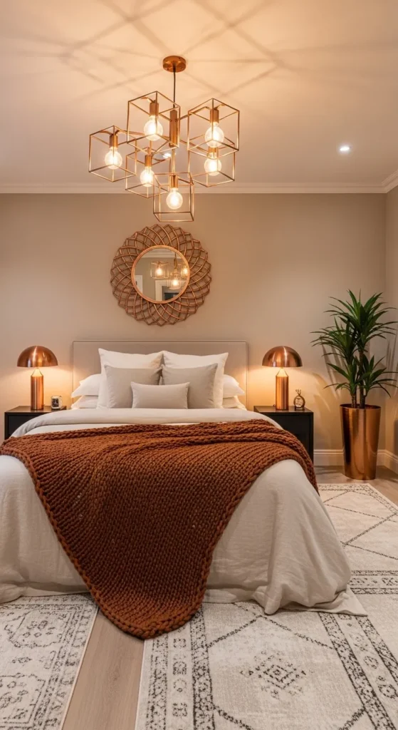 Warm Neutrals with Copper Accents for a Luxe Touch