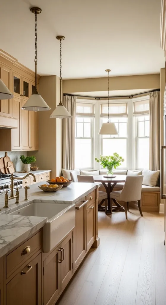 Warm Tan with Luxurious Marble Accents