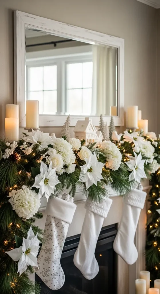 White Christmas Mantle Decor Ideas
