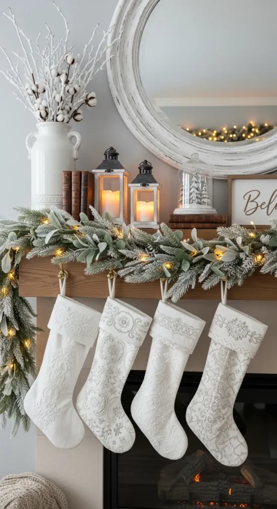 White Christmas Mantle Decor Ideas