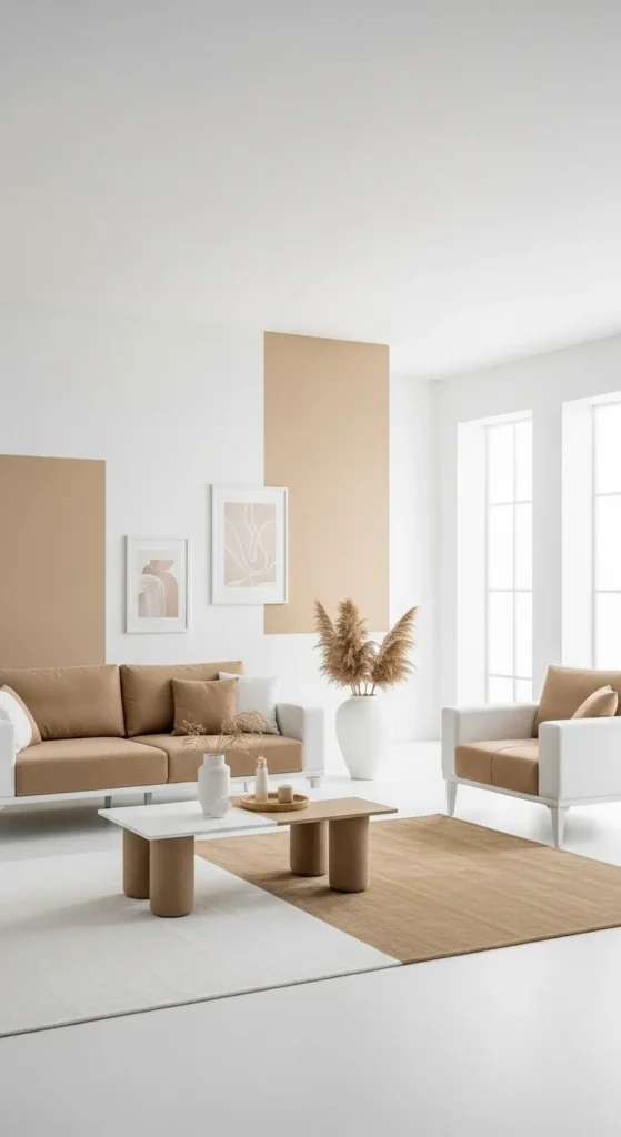 White and Beige Color Blocking