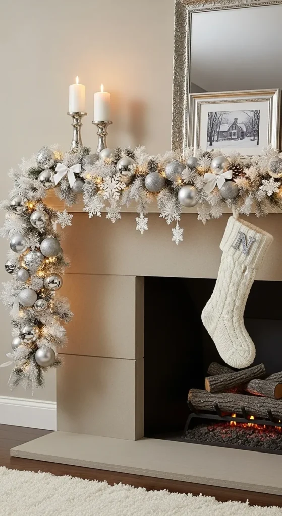 White Christmas Mantle Decor Ideas