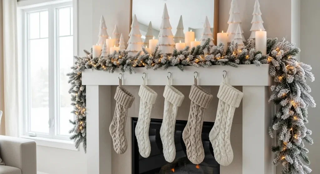 White Christmas Mantle Decor Ideas