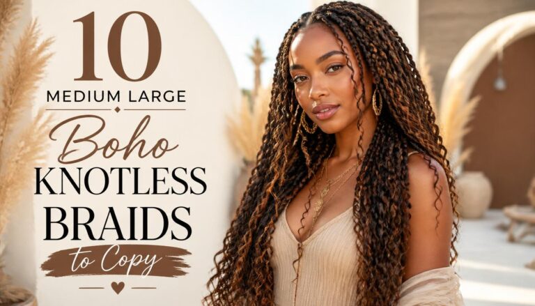 10 Medium Large Boho Knotless Braids to Copy