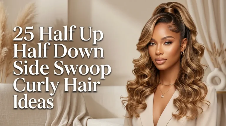 Half Up Half Down Side Swoop Curly Hair