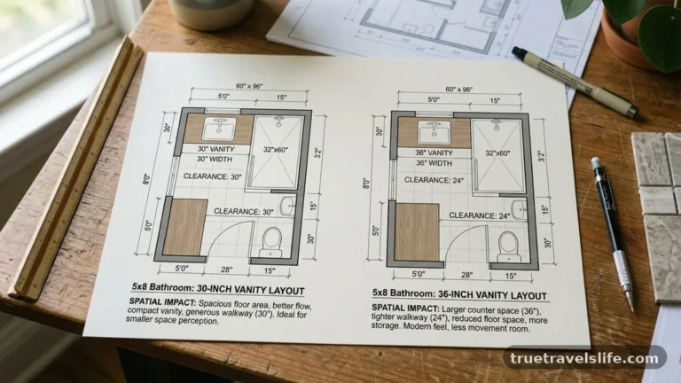 5x8 Bathroom Remodel: 30-Inch vs 36-Inch Vanity Floor Plans