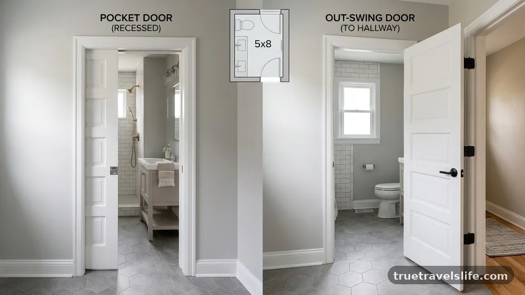 Alternative Solutions for Tight Spaces - Pocket Door vs Out-Swing Door for a 5x8 Bathroom Remodel