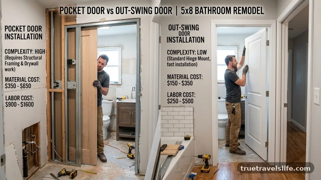 Comparing Installation Costs and Complexity - Pocket Door vs Out-Swing Door for a 5x8 Bathroom Remodel