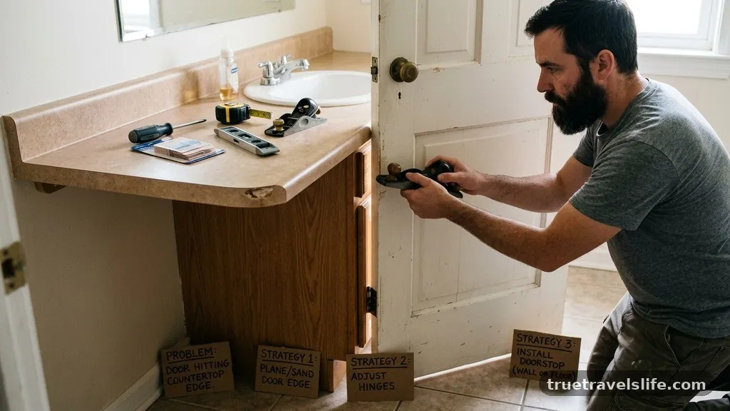 Comparing Repair Strategies - How to Fix Bathroom Door Hitting Vanity Countertop Edge