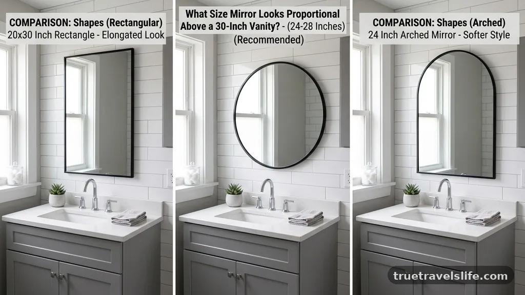 Comparison of Mirror Shapes - What Size Mirror Looks Proportional Above a 30-Inch Vanity?