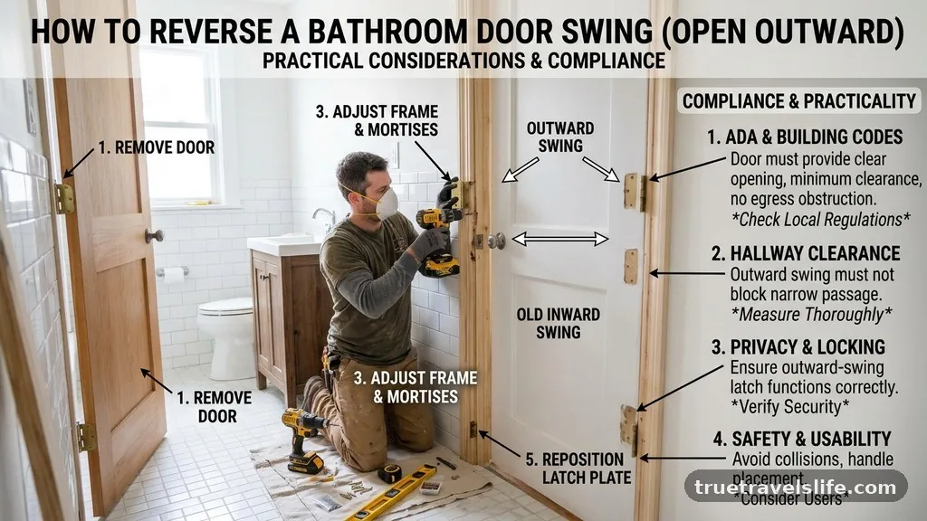 Compliance and Practical Considerations - How to Reverse a Bathroom Door Swing to Open Outward