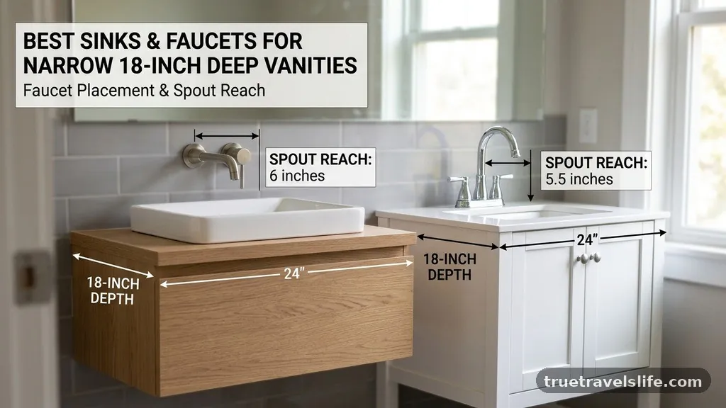 Faucet Placement and Spout Reach - Best Sinks and Faucets for Narrow 18-Inch Deep Vanities