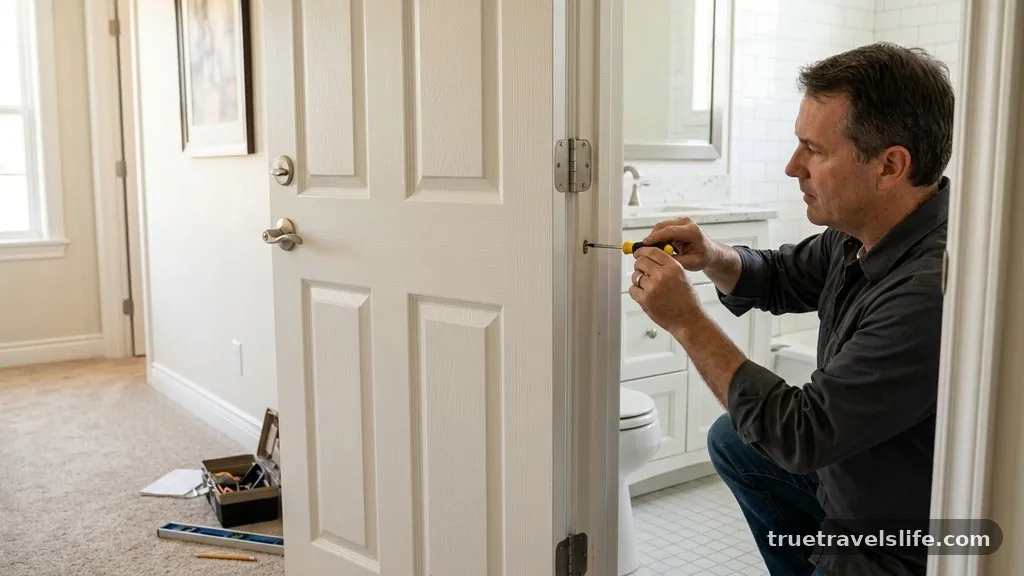 Finalizing the Installation - How to Reverse a Bathroom Door Swing to Open Outward