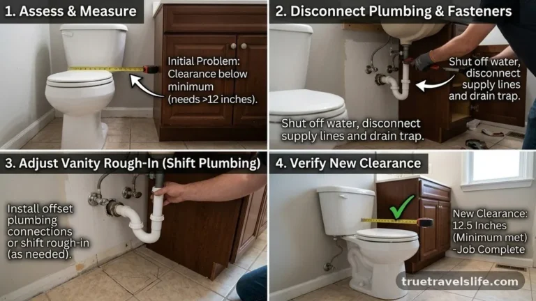 How to Move a Vanity Rough-In 2 Inches to Clear the Toilet