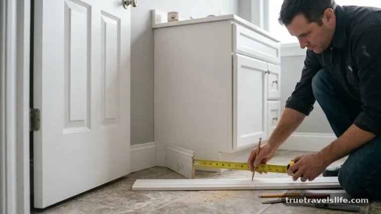 How to Notch Vanity Baseboard Trim for Tight Door Swings