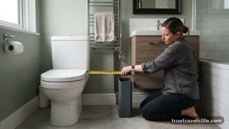 How to Squeeze a Trash Can Between Toilet and Vanity in a Tight Bath