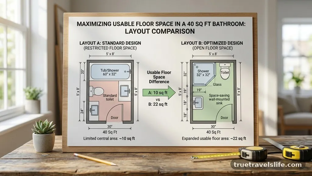 Layout Comparison for 40 Sq Ft Bathrooms - How to Maximize Usable Floor Space in a 40 Sq Ft Bathroom