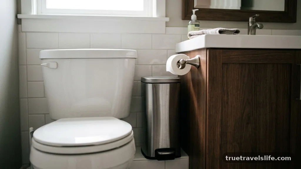 Maintaining Hygiene in Confined Spaces - How to Squeeze a Trash Can Between Toilet and Vanity in a Tight Bath