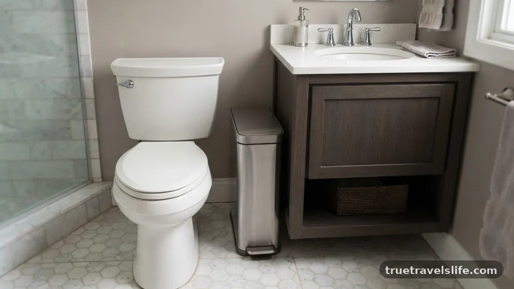 Materials and Maintenance - How to Squeeze a Trash Can Between Toilet and Vanity in a Tight Bath