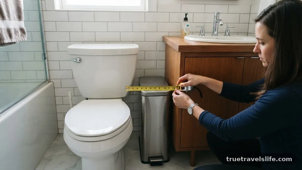 Measuring Your Available Gap - How to Squeeze a Trash Can Between Toilet and Vanity in a Tight Bath