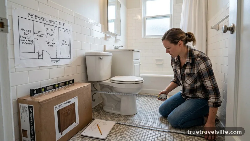 Measuring Your Existing Layout - Can I Fit a 36-Inch Vanity in a 5x8 Bathroom? (Clearance Rules)