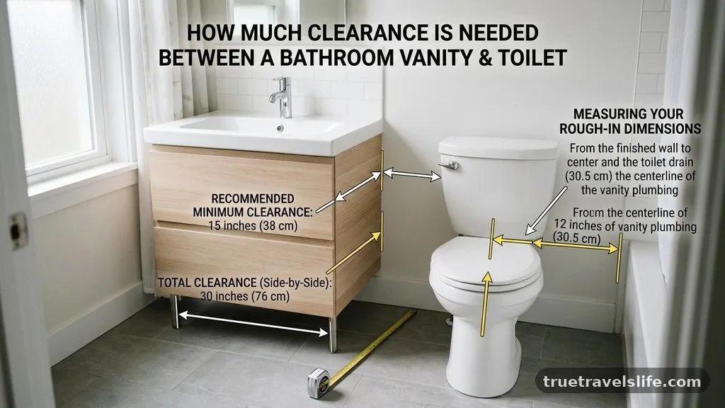 Measuring Your Rough-in Dimensions - How Much Clearance Is Needed Between a Bathroom Vanity and Toilet?