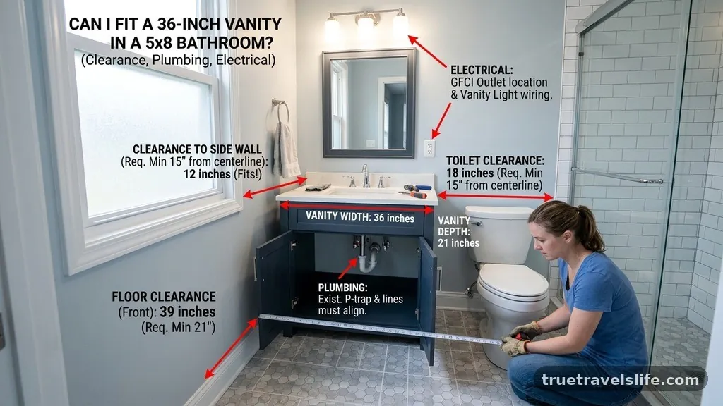 Plumbing and Electrical Considerations - Can I Fit a 36-Inch Vanity in a 5x8 Bathroom? (Clearance Rules)