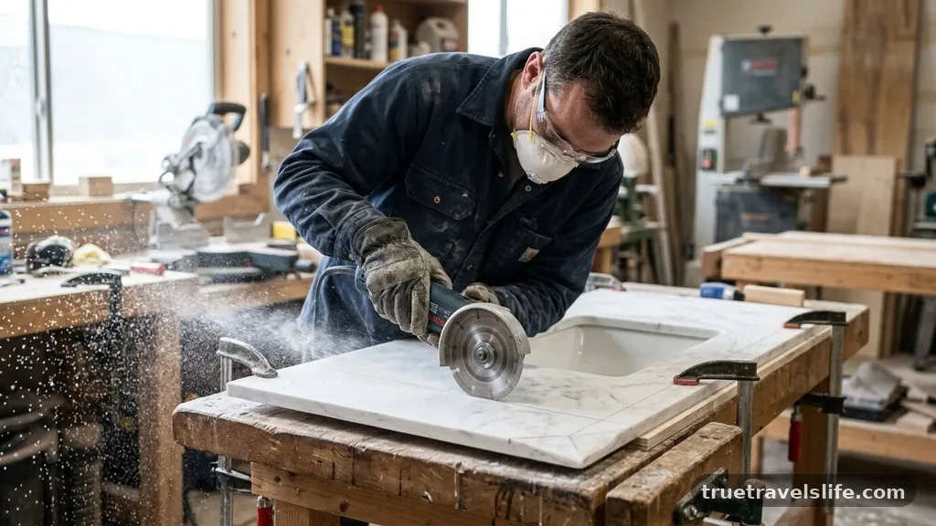 Step-by-Step Cutting Process - Can You Cut or Shave the Corner of a Cultured Marble Vanity Top?