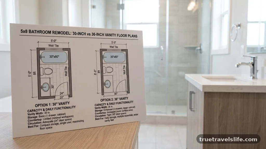 Storage Capacity and Daily Functionality - 5x8 Bathroom Remodel: 30-Inch vs 36-Inch Vanity Floor Plans