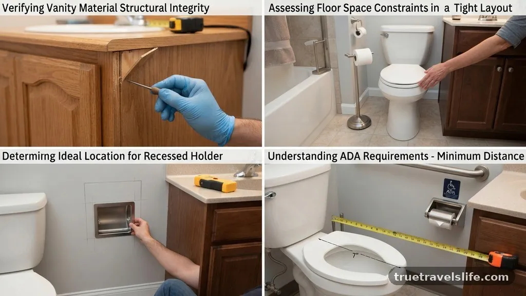 Strategic Placement for Small Bathrooms - Minimum Distance Between Toilet Paper Holder, Toilet Bowl, and Vanity Edge