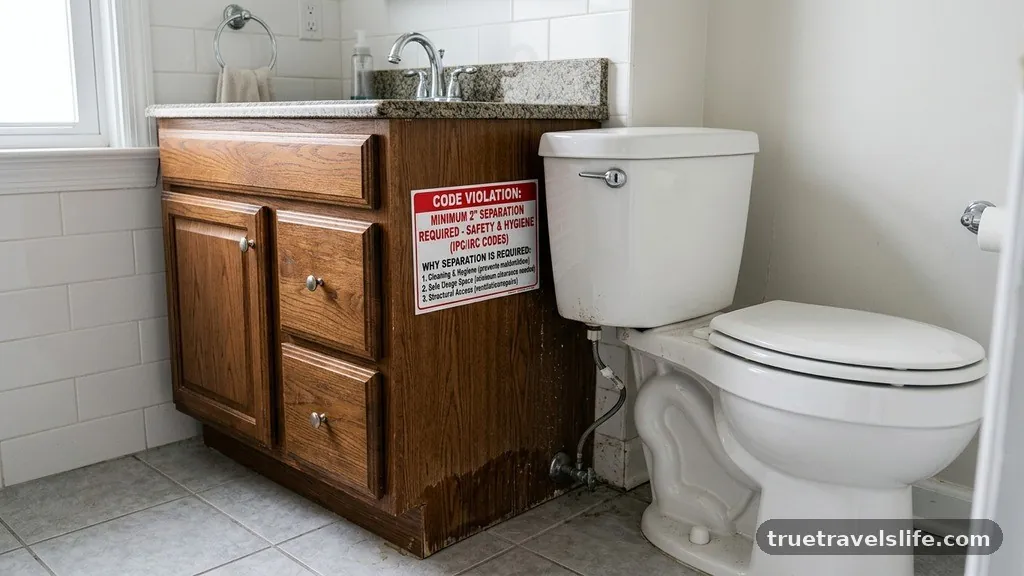 The Direct Answer: Why Separation is Required - Can a Bathroom Vanity Touch the Toilet Tank? (Safety & Code Issues)
