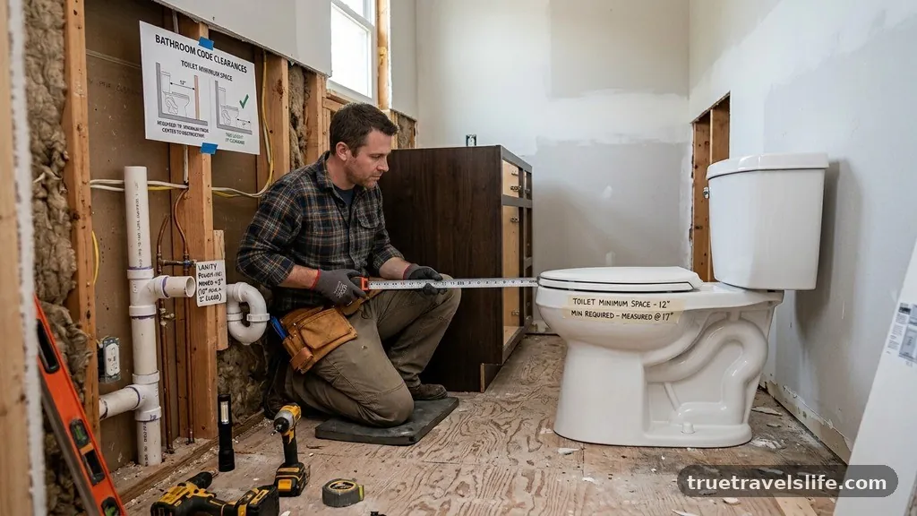 Understanding Bathroom Code and Clearances - How to Move a Vanity Rough-In 2 Inches to Clear the Toilet